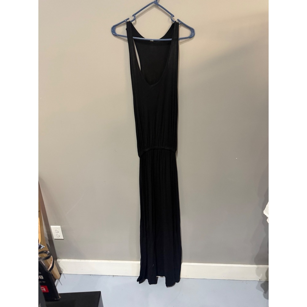 Sofra Activewear Womens Black Racerback Maxi Dress V-Neck Elastic Waist RD004 M